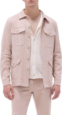 Bugatchi Linen Blend Safari Jacket in Sand at Nordstrom, Size Xx-Large