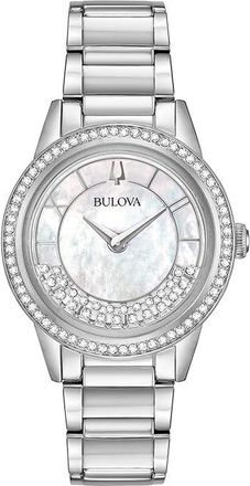 Bulova Crystal Turnstyle Quartz Mother of Pearl Dial Ladies Watch 96L269