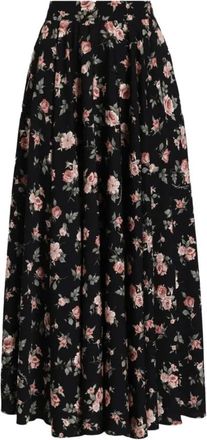 Dolce & Gabbana Midi-rok met bloemenprint - Dames - Midirokken - Zwart - L - Rokken