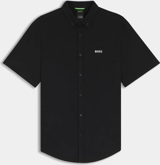 HUGO BOSS Mens BOSS Green ST_Motion Mens Short Sleeve Shirt - Black 002 - Size: 38/Regular