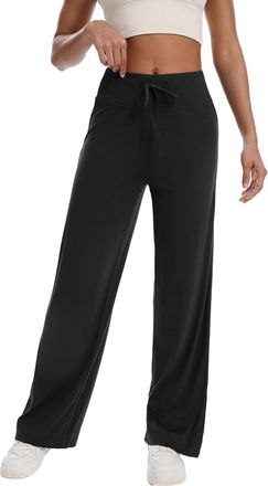 Generic Womens Sweatpants Straight Leg Jogging Bottoms Plain Casual Comfy Lightweight Joggers Pants Pull On Trousers Drawstring Elastic Waist Sports Lounge Tr