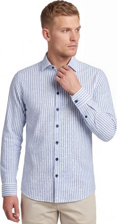 Blue industry overhemd blauw effen