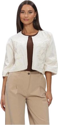 Summum Jacket Embroidery - Dames - Vesten - Beige - L - Katoen - Truien & Vesten