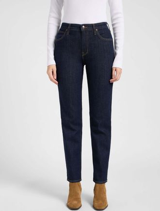 Lee Straight-Jeans LEE Lee Jeans Carol, Damen, Gr. 26, L&auml;nge 33, blau (dunkelblau), Obermaterial: 84% Baumwolle CO. 14% Polyester PES. 2% Elasthan EL., Je