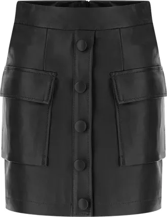Emma & Gaia Leren Rok - Dames - Rokken - Zwart - Maat: XS Leer