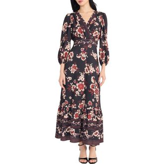 Donna Morgan Tiered Maxi Dress in Black/Light Rust at Nordstrom Rack, Size 14