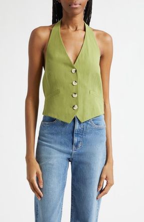 Veronica Beard Arabella Linen Blend Halter Vest in Cactus at Nordstrom, Size 10