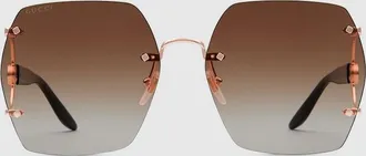 Gucci Geometric Frame Sunglasses, Gold