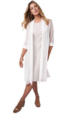 Jessica London 2-Piece Lace Jacket Dress in White at Nordstrom, Size 26