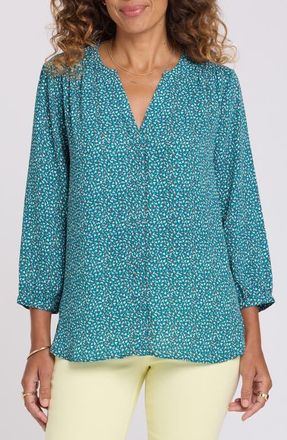 NYDJ Pintuck Top in Darcy Ditsy at Nordstrom, Size Xx-Small