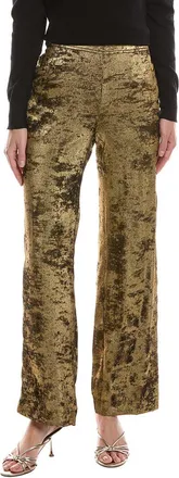 Anne Klein Foiled Georgette High-Rise Pull-On Wide Leg Pant