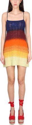 Etro Multicolor Ombre Square Neck Mini Dress