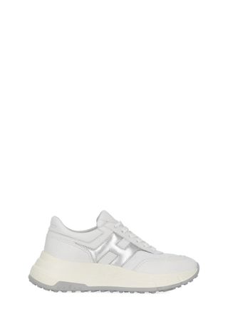 Hogan Low-Top Smooth Leather Sneakers with Silver Logo