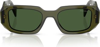 Prada 0pr 17ws Translucent Olive Green Rectangle Frame Sunglasses
