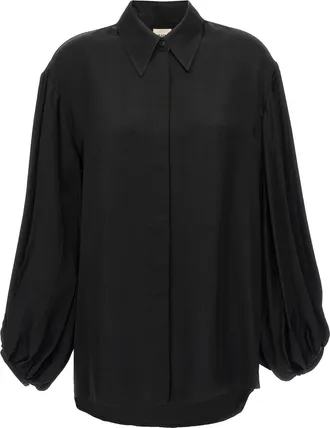 Khaite Black Cupro Womens Blouse