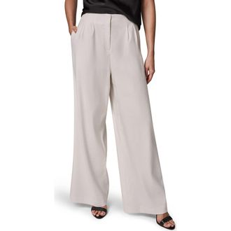 DKNY Wide Leg Linen Blend Pants in Cream at Nordstrom, Size 16