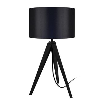 Tosel L&aacute;mpara de mesa madera negro pantalla negro