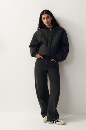 H&M Quilted Bomber Jacket in Black at Nordstrom, Size Xx-Large