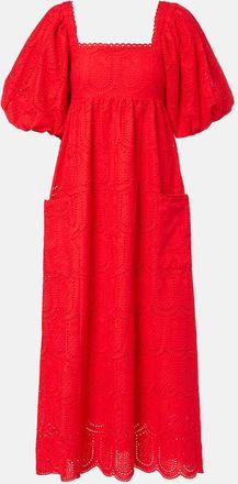 Farm Rio Abito lungo Red Pineapple in cotone sangallo