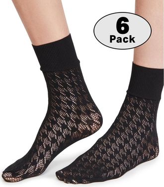 Wolford Black Dylan Houndstooth Net Socks Set of 6