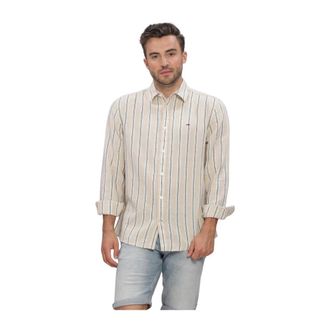 Tommy Jeans TJM REG Linen MX Strp Shirt EXT - Heren - Casual Overhemden - Veelkleurig - XL - Katoen - Overhemden