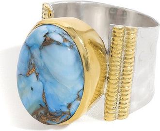 Tiramisu Silver 9.00 Ct. Tw. Blue Dahlia Turquoise Statement Ring
