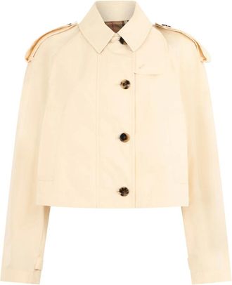 Burberry Cropped Jas - Dames - Zomerjassen - Beige - XS - Katoen - Jassen