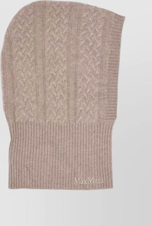 Max Mara knit hat beanie cable pattern ribbed hem