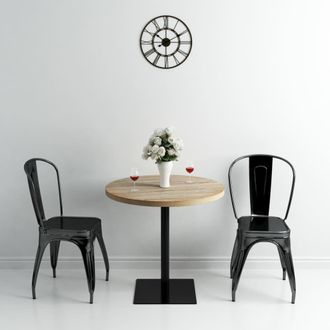 Berkfield Home Bistro Table MDF & Steel Round 80x75 cm Oak Colour in Beige
