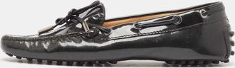 Tod's Tods Black Patent Leather Bow Loafers