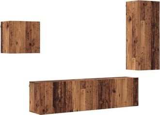 vidaXL Mueble De Tv 4 Pcs Madera Envejecida Madera De Ingenier&iacute;a Vidaxl