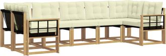 vidaXL Conjunto De Sof&aacute;s De Exterior 7 Uds. Blanco Y Crema Vidaxl