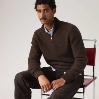 Levi's Housemark Quarter Zip Sweater - Mens - 2XL - Brown