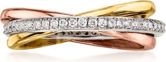 Ross-Simons Lab-Grown Diamond Rolling Ring in Sterling Silver and 18kt Gold Over Sterling