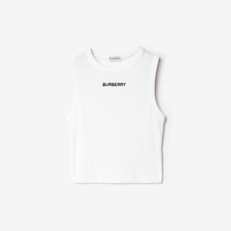 Burberry Ribbed Stretch Cotton Tank Top, Size: XS