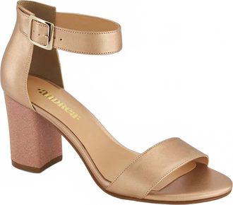 Andrea Womens Ankle-Strap Metallic Block Heel In Copper