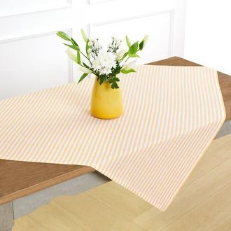 Solino Home Linen Table Throw 52 x 52 Inch for Dining Table, Holiday and Everyday Table Decor - Amalfi Stripe in Mustard And White at Nordstrom, Size
