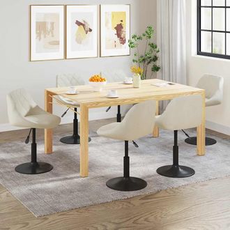 vidaXL Silla De Comedor Giratoria 6 Uds Terciopelo Crema Vidaxl