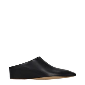 Jil Sander Black Leather Womens Slippers