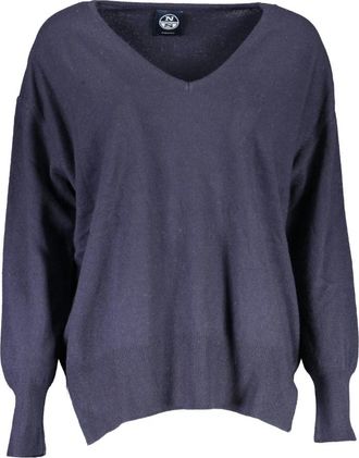 North Sails Blauwe Longsleeve Top - Dames - V-hals truien - Blauw - S - Truien & Vesten