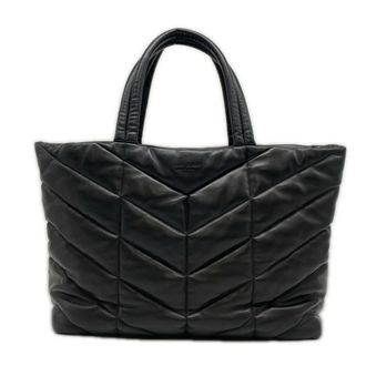 Saint Laurent Black Leather Handbag Tote Bag (Pre-Owned)