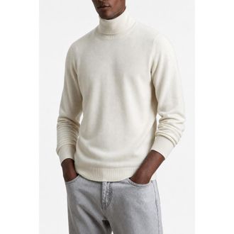 Brunello Cucinelli MenS Ivory Wool Turtleneck Sweater, Size 54