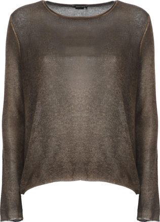 Avant Toi Semi-Sheer Brown Cashmere Jersey with Long Sleeves