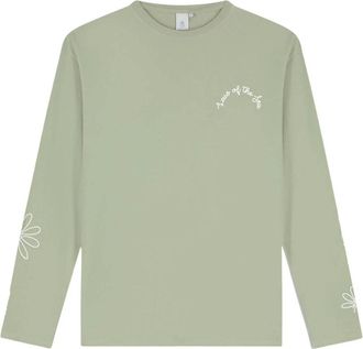 Law Of The Sea Daisy Longsleeve Garment Dyed T-Shirt - Heren - Tops - Groen - Maat: S