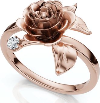 Pompeii3 Rose and Diamond Engagement Ring 14k Gold Lab Grown