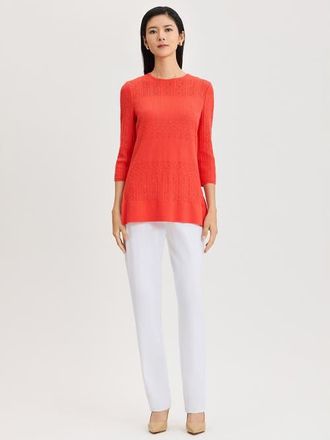 Misook Classic Lined Pointelle Soft Knit Tunic in Cherry Ember at Nordstrom, Size Xx-Large