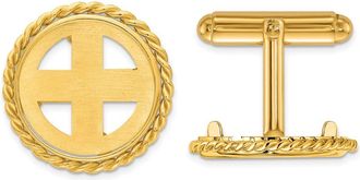 Diamond2Deal 14k Yellow Gold Mens Polished Twisted Wire Coin Bezel Cuff Links