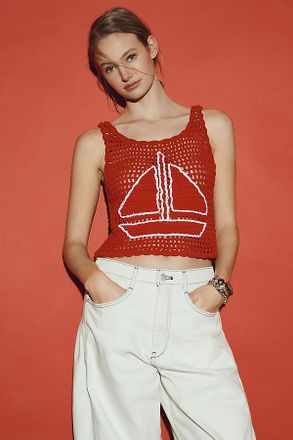 Tach Clothing Crochet Cotton Sweater Tank Top