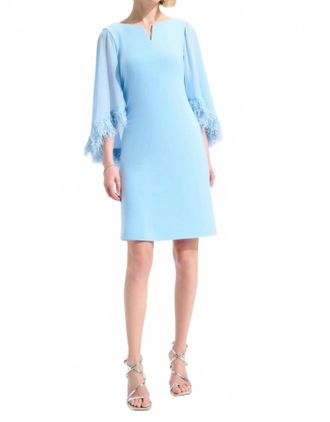Joseph Ribkoff Chiffon Cape Sleeves A-Line Dress In Sky Blue