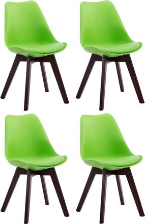 Clp Clp - Set De 4 Sillas De Comedor Borneo En Polipiel Verde Nogal